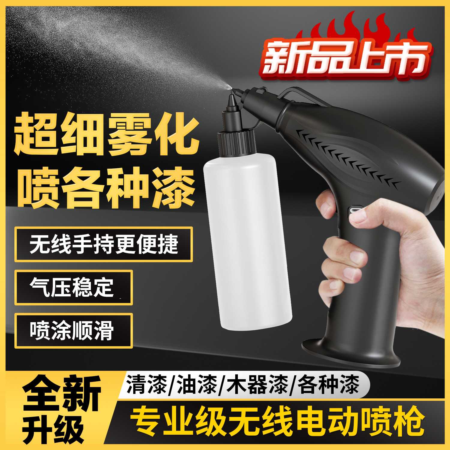 电动喷枪气泵套装带空气压缩机充电车漆内饰轮毂液体喷漆枪