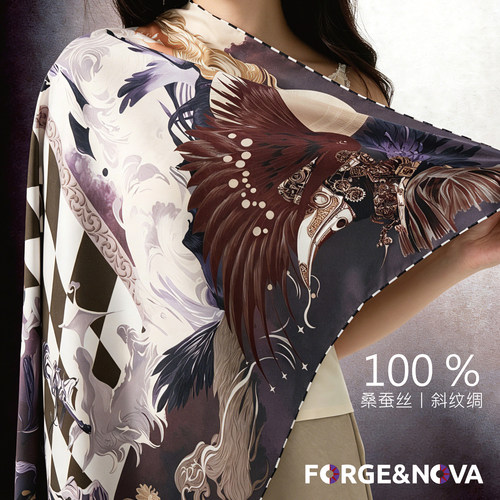 FORGE&NONA浮若婳艺术方巾桑蚕丝
