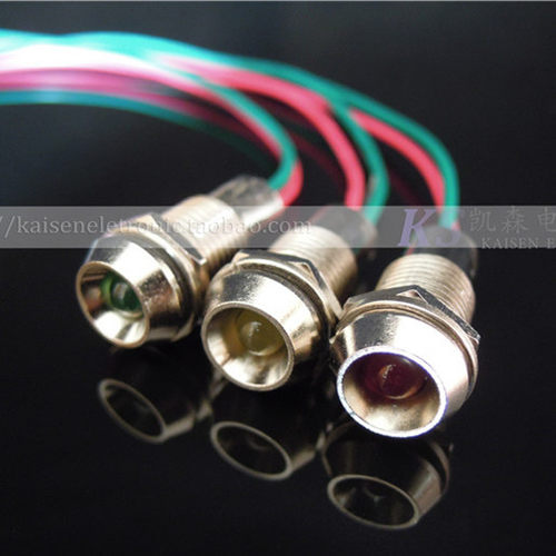 ADS10C 安装孔10MM金属5V12V24V高亮LED带线IP67防水指示信号灯CE