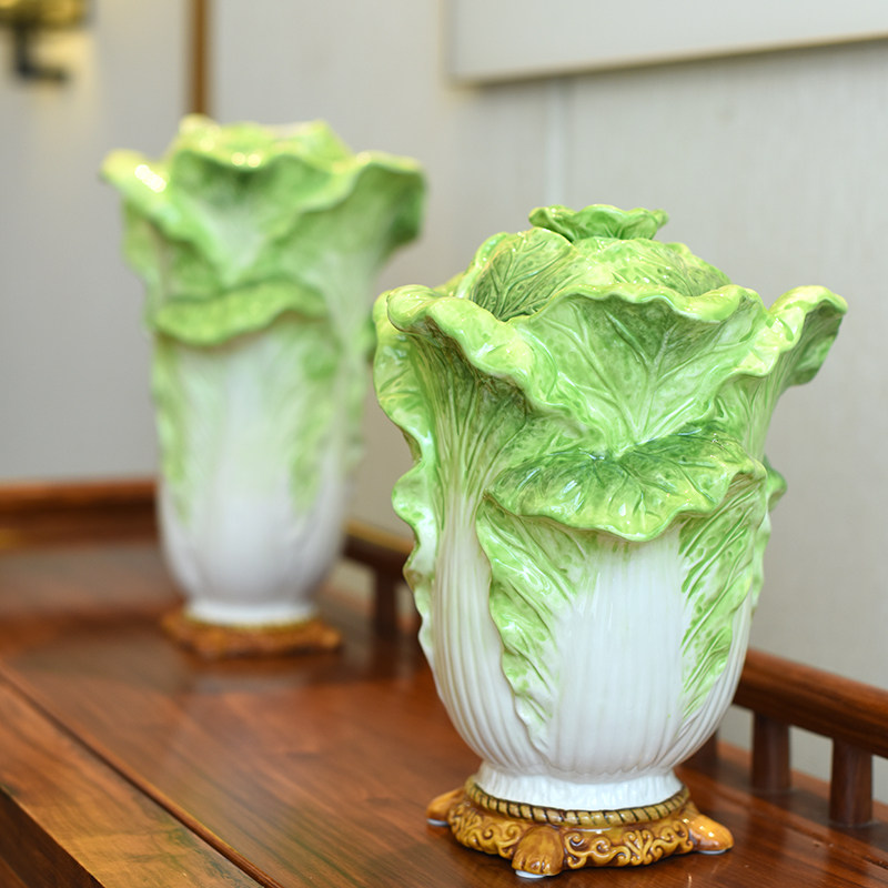 方亚金玉满堂翠玉白菜陶瓷密封罐茶叶罐糖果饼干罐玄关摆家居饰品