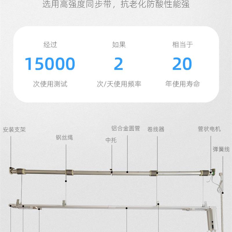 别墅复式楼杜亚电动窗帘升降开合轨道智能全自动语音上下升降电机