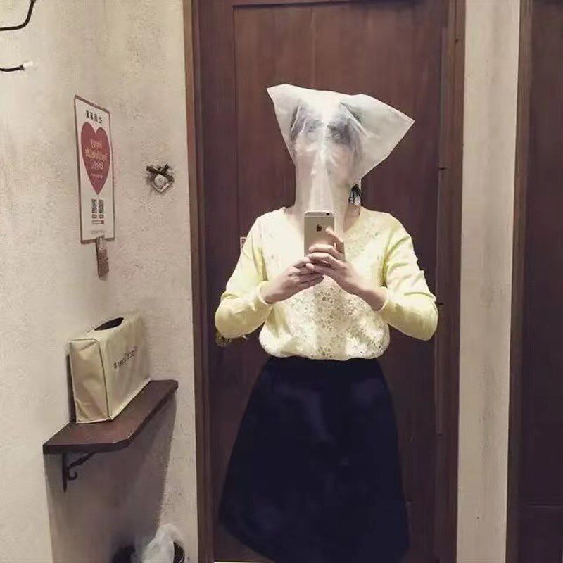 试衣头套一次性无纺布试衣袋子试衣面罩防妆花衣领刮蹭试衣头罩