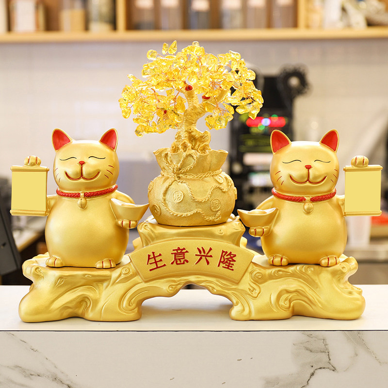 高档招财猫摆件二维码收银台语音播报柜台前台装饰店铺开业送礼