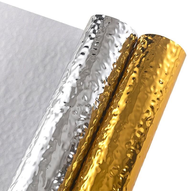 金色银色水波纹自粘贴膜吊顶天花KTV仿金属不锈钢背景墙装饰墙纸