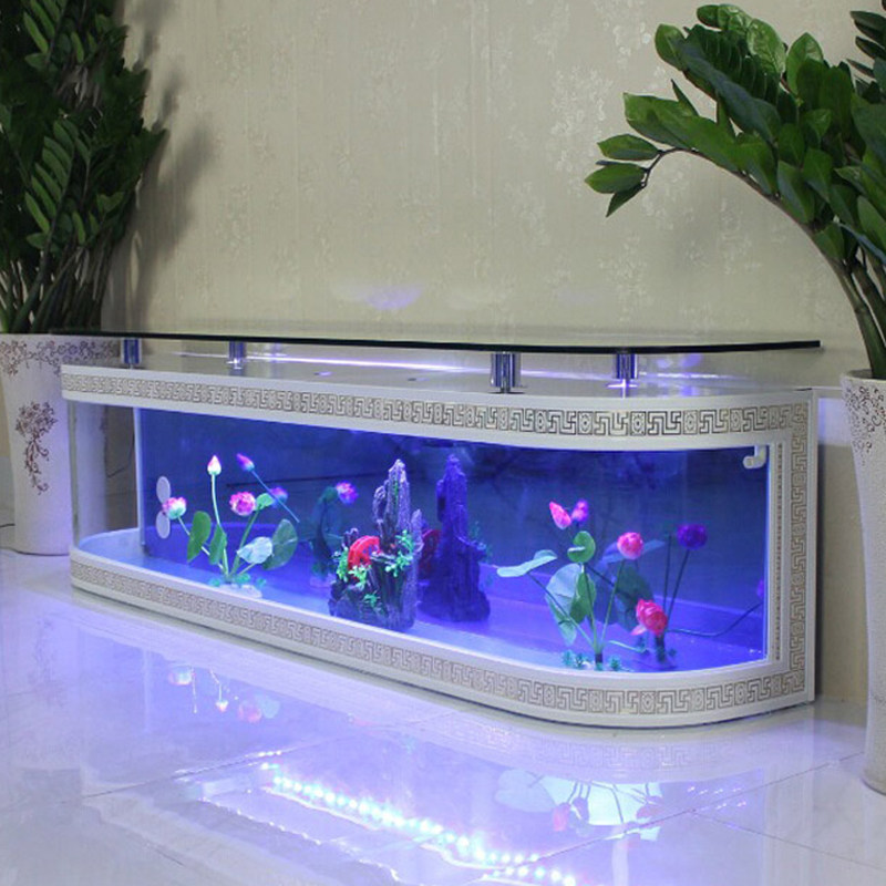 轻奢电视柜鱼缸客厅中大型落地吧台茶几家用懒人免换水落地水族箱