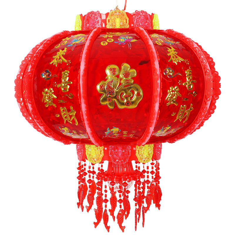 结婚阳台装饰水晶旋转灯笼灯吊灯中国风新年红灯笼挂饰室内走马灯