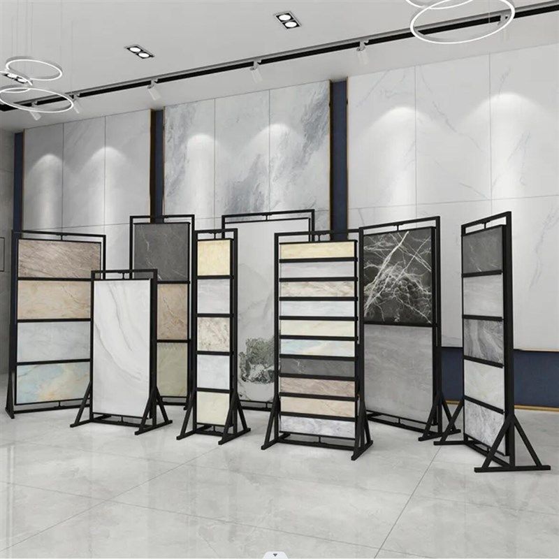 瓷砖展示架子旋转岩板大板立式陶瓷展架800地砖木地板样品架双面
