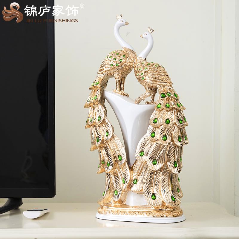 孔雀摆件欧式玄关创意新房电视柜书柜家居酒柜装饰品结婚礼品摆设