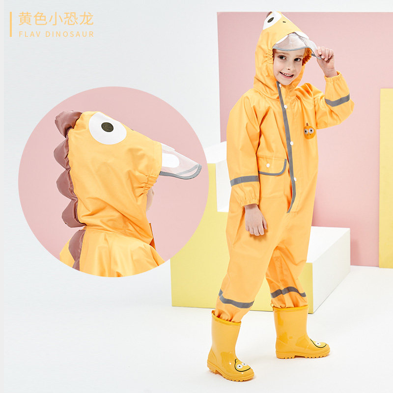 立体连体儿童雨衣男童女童反光幼儿园小孩宝宝加厚防水大帽檐雨披