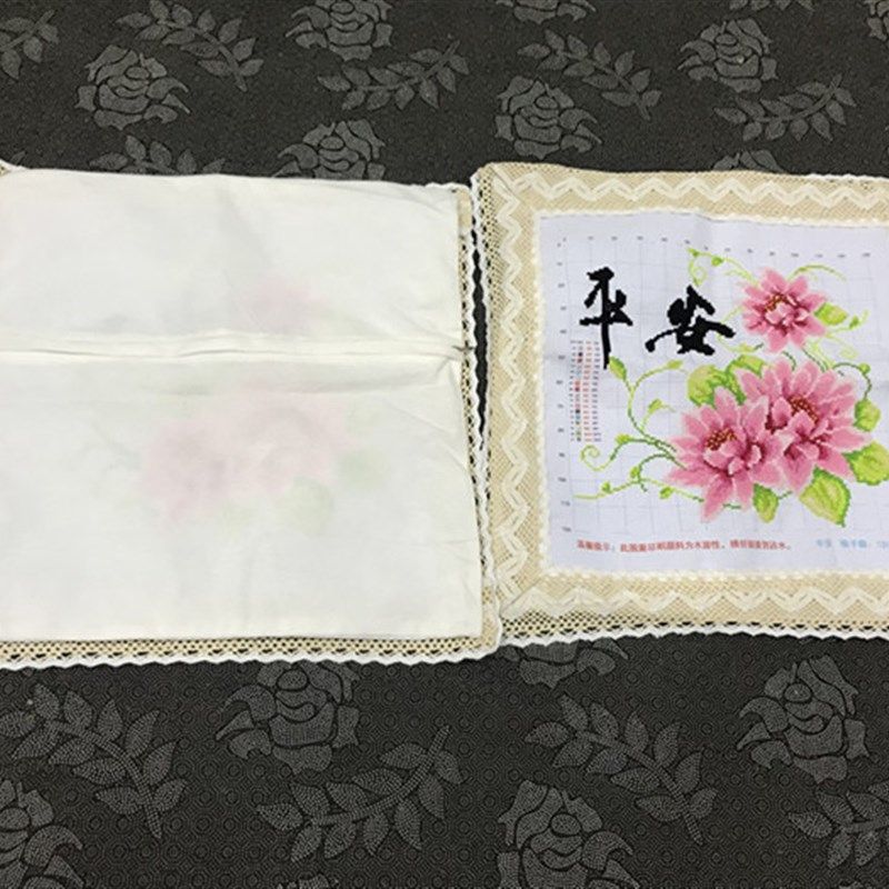 纯手工十字绣成品抱枕出入平安一路平安送礼祝福沙发汽车抱枕包邮