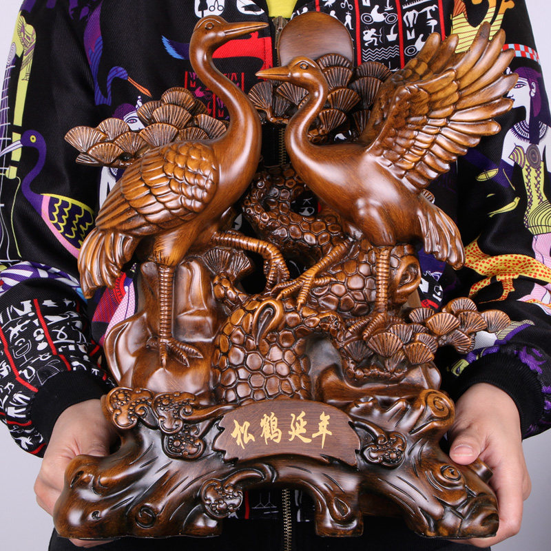 松鹤延年福寿桃工艺品摆件送父母长辈老人的生日礼物贺寿祝寿礼品