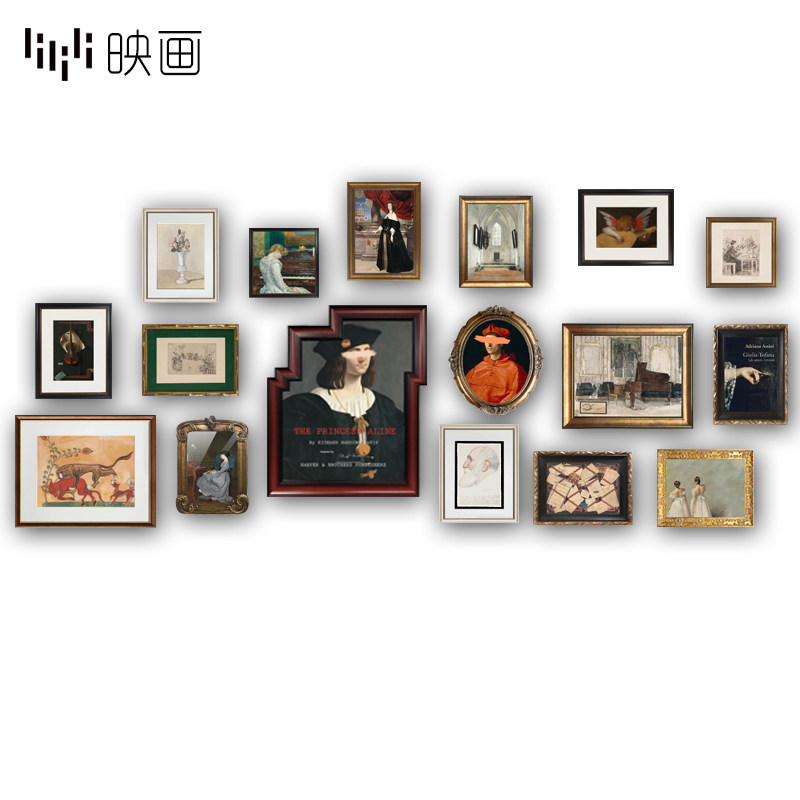 美式客厅装饰画组合餐厅客厅沙发背景墙欧式壁画复古轻奢多幅挂画