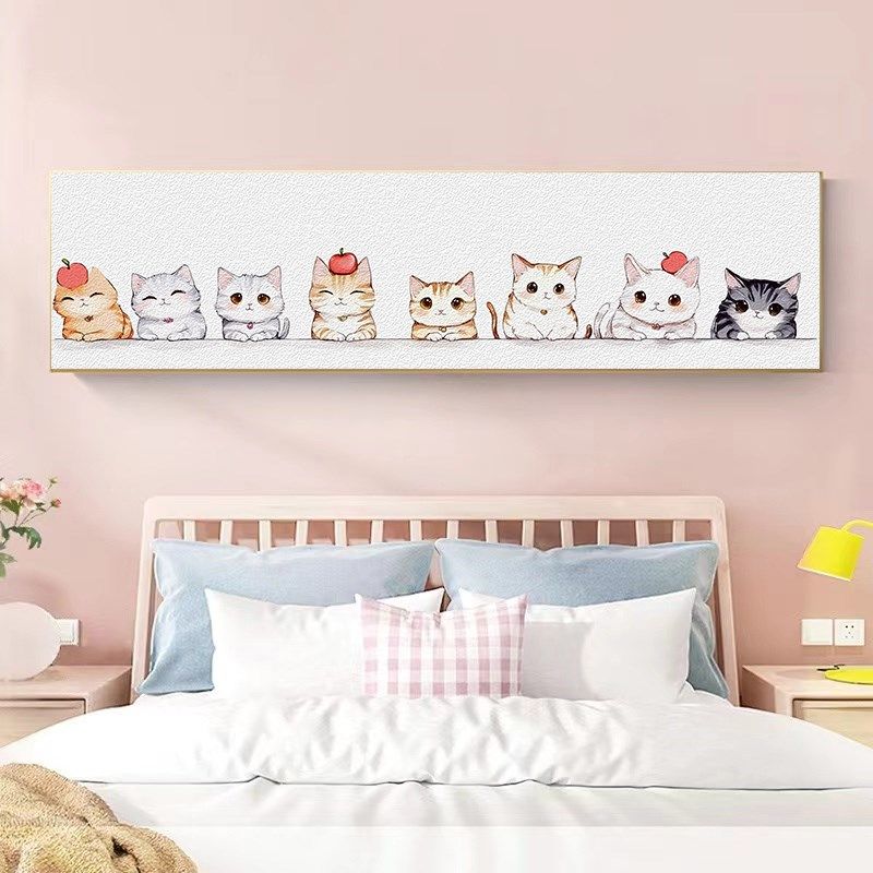 儿童房卧室床头装饰画卡通动物猫咪挂画男孩女孩房间画客厅壁画