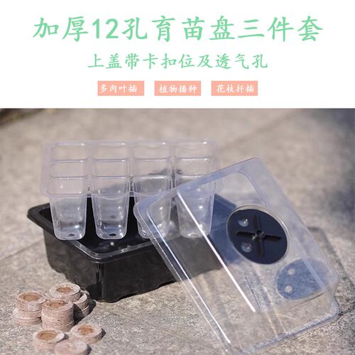 12孔加厚育苗盒扦插叶插保温保湿通用发芽率高可播种盒盘盖三件套