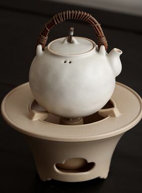 天野云宣煮茶炉酒精炉景德镇陶瓷围炉温茶壶温酒炉套组白泥草木灰