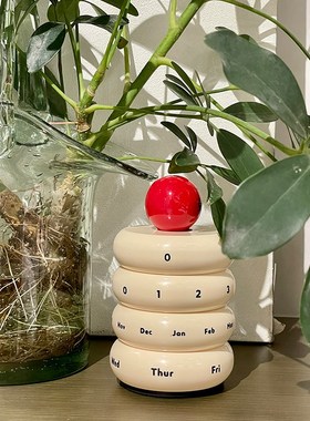 北欧风复古撞色旋转日历中古设计家居装饰品玄关创意台历桌面摆件