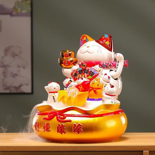 招财猫摆件店铺开业礼品大小号陶瓷前台收银台家居装饰品自动招手