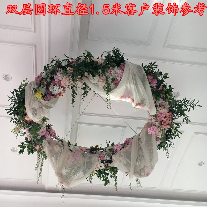 婚庆道具铁艺线帘圆环婚庆背景圆环圣诞花环吊顶圆环舞台布置道具