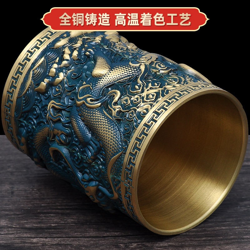 黄铜笔筒摆件教师节礼物送领导退休纪念品男礼物办公室桌面装饰品