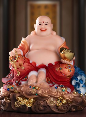 汉白玉弥勒佛像欢喜布袋弥勒佛大肚笑佛菩萨家用供奉客厅招财摆件