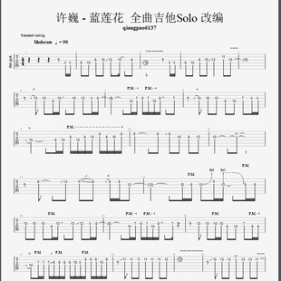 许巍《蓝莲花》改编Solo曲全谱 电子版 伴奏 谱