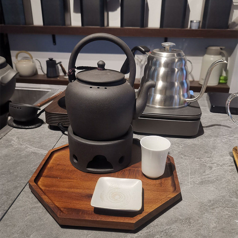 石魂火山石煮茶器煮茶炉煮茶碗酒精炉老白茶茶壶陶壶蜡烛保温套装