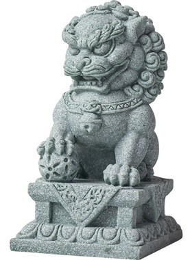 新中式雌雄石狮子一对招财摆件家居桌面庭院门口看门镇宅造景装饰