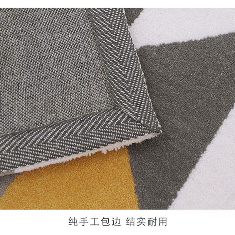简约极简样板间北欧几何图案灰色地毯手工客厅茶几新颖百搭大气毯