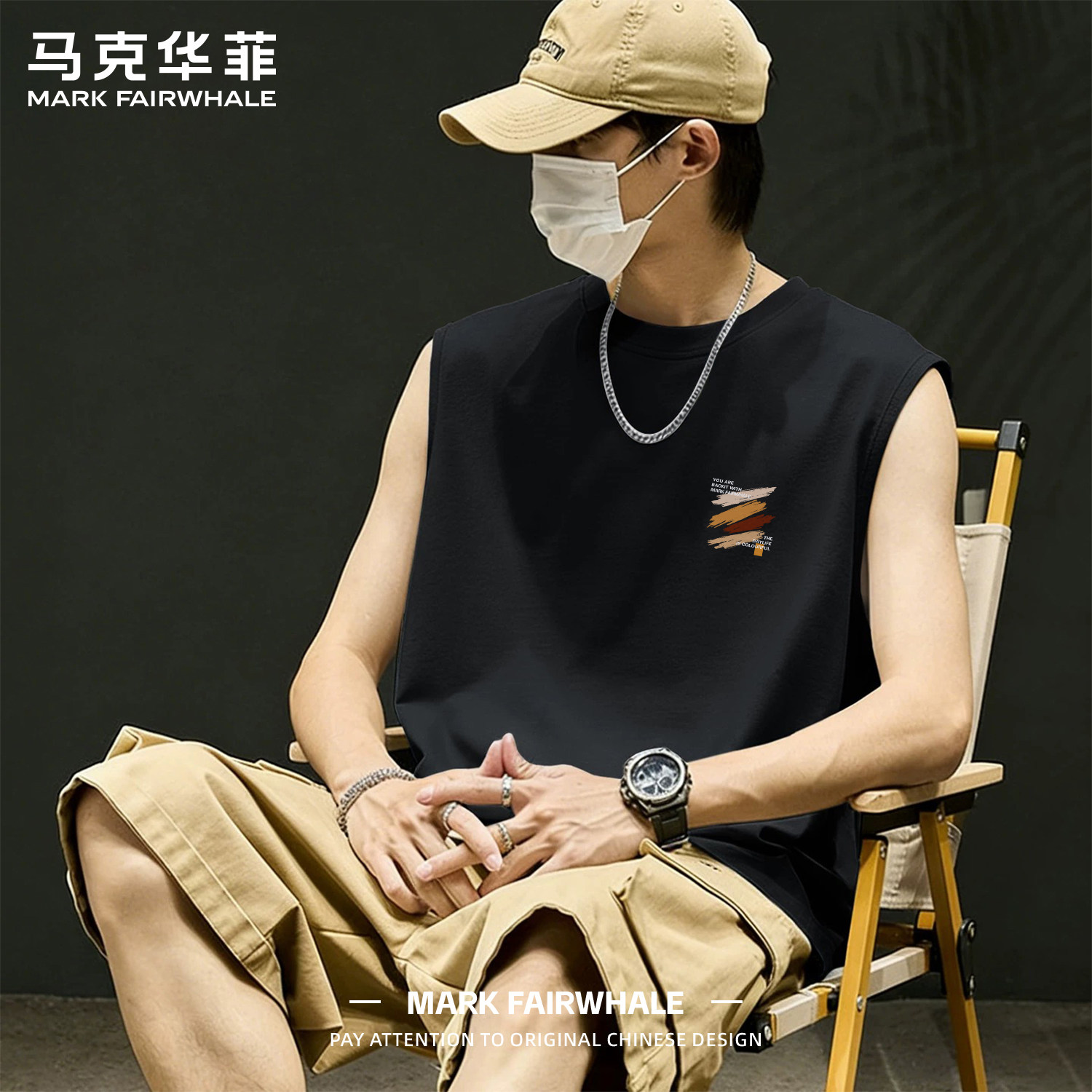 马克华菲纯棉背心男夏季2026新款大码外穿休闲吸汗运动无袖T恤男