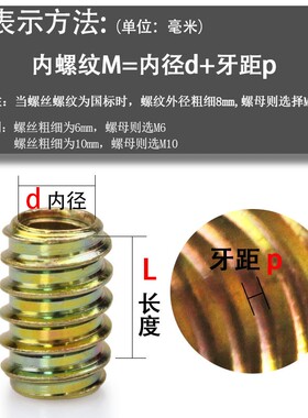 内外牙螺母/家具预埋连接件/铁直通牙/实木家具螺帽/M6/M8/M10