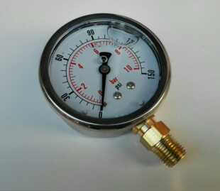 不锈钢外壳 铜接头 注油防震型净水器压力表 63mm 10bar 150psi