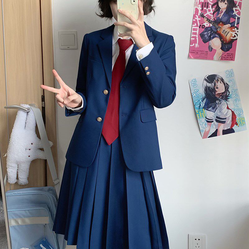【深湖蓝】校供感西服JK制服DK西裤百褶裙外套套装樱花家族男女