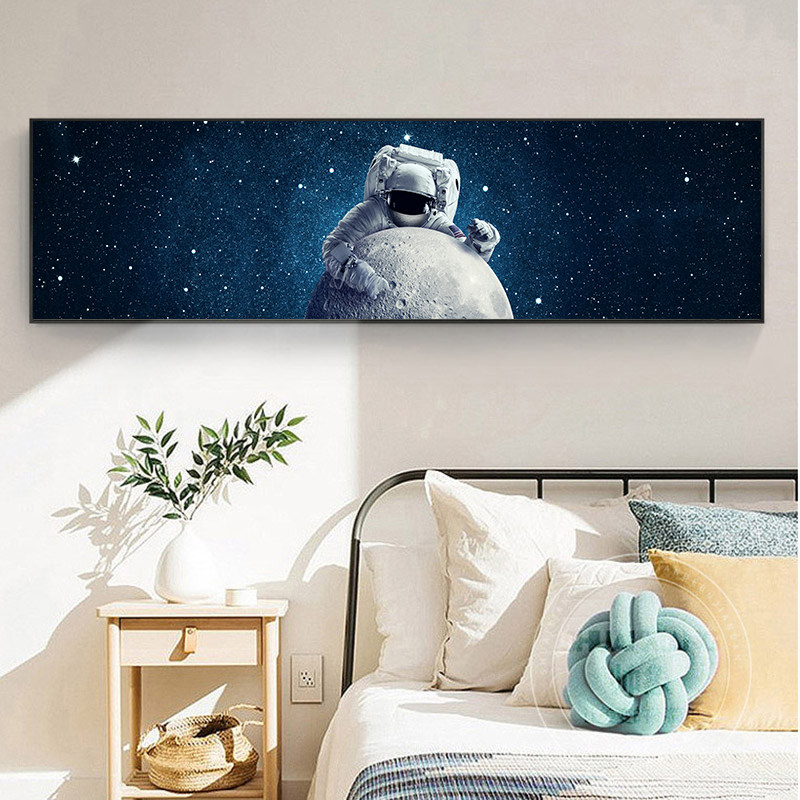 8011北欧装饰画太空人宇宙挂画星球亮月球卧室装饰沙发背景墙壁画