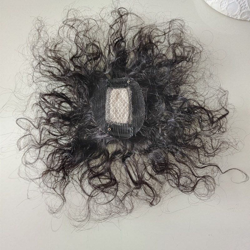 假发片女头顶真发遮白发增发量蓬松羊毛卷玉米须轻薄自然卷发递针