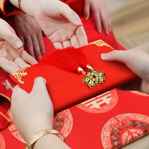 结婚红包婚礼改口新人万元礼金袋中式布艺红包袋婚庆锦缎利是封