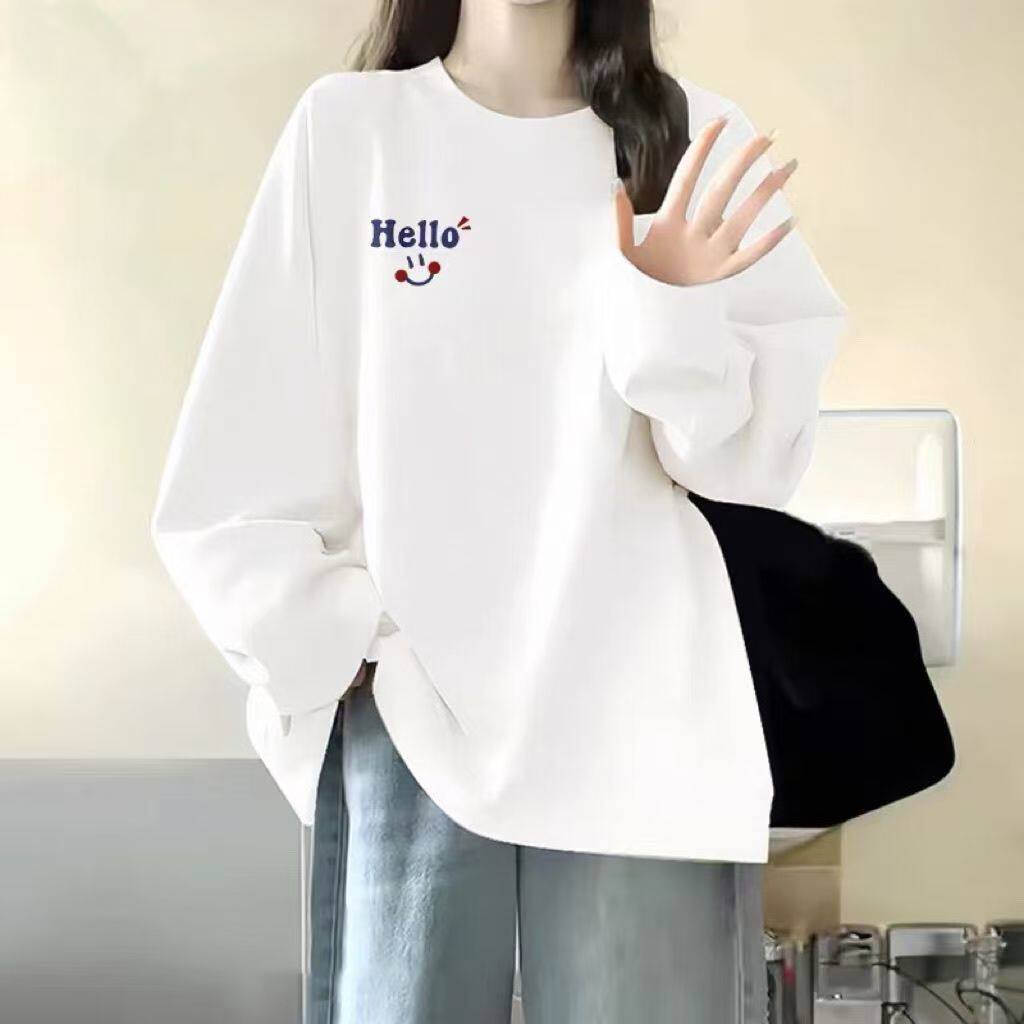 纯棉长袖t恤春秋新款外穿男女美式运动潮流外穿宽松百搭打底薄款