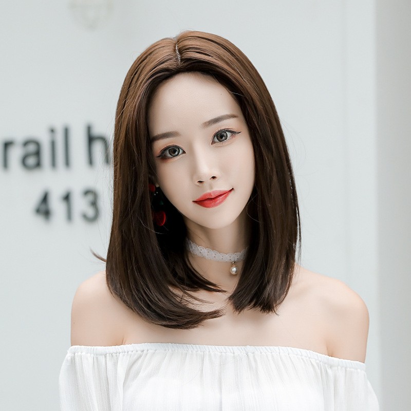假发女短发全头套中长发自然中分刘海蓬松修脸少女锁骨发短直发潮