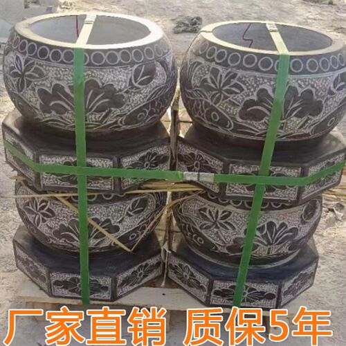 墩子底座木柱底座空心包柱石圆墩天然青石柱墩柱脚石柱基石柱墩石