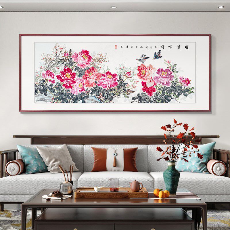 花开富贵牡丹图挂画新中式客厅装饰画花鸟水墨画寓意好的手绘国画