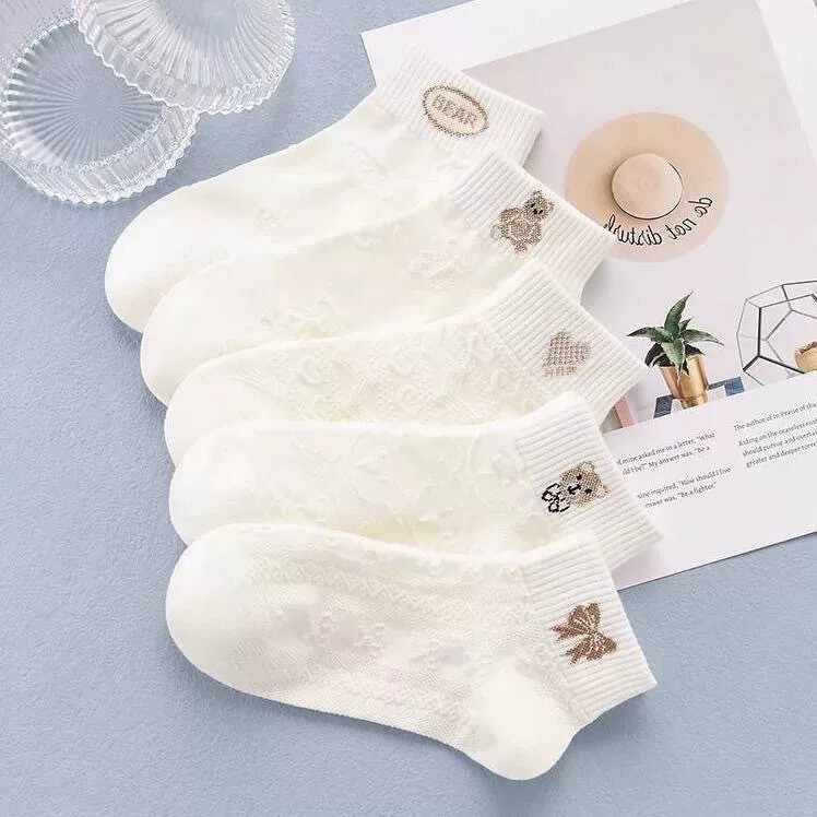 【下单立减50】袜子女袜夏季薄款吸汗透气刺绣中筒春秋短袜_HL