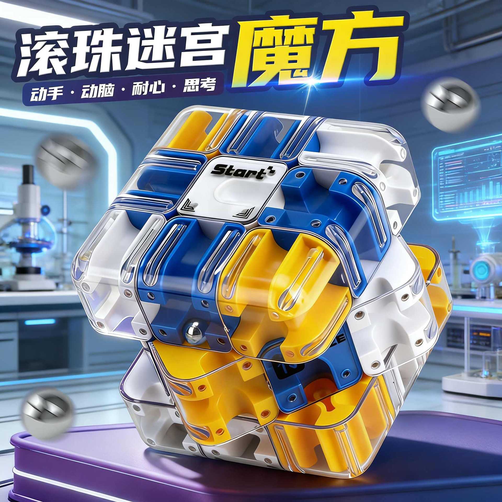 【下单立减50】新款3D滚珠迷宫魔方三阶对战PK训练逻辑思维_JK
