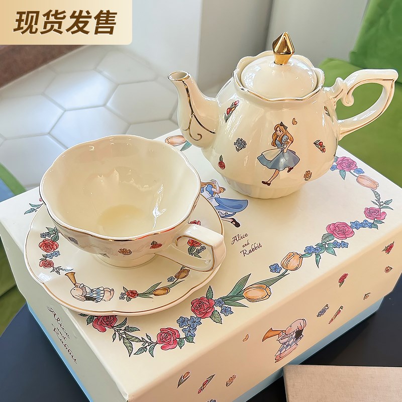 韩国爱丽丝茶壶套装泡茶家用下午茶壶单壶蒸茶耐高温加厚陶瓷室内