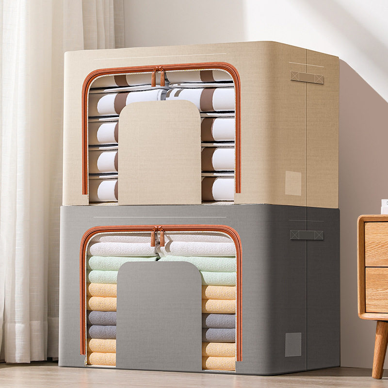 衣服收纳箱家用棉麻布艺整理盒箱子衣柜可折叠收纳袋子装衣物