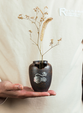 新中式花瓶陶瓷摆件客厅插花茶桌博古架茶室日式小花器禅意装饰品