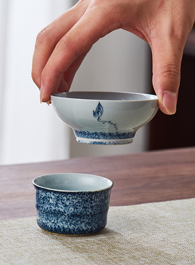 心轩 陶瓷手绘荷花茶漏青花瓷茶滤茶叶过滤器网架功夫茶具配件