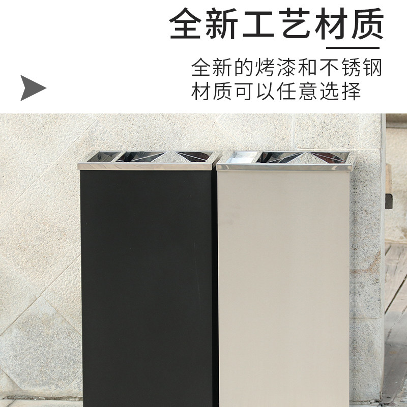 科灵楼道不锈钢垃圾桶公用烟灰桶大号酒店商场商用摇盖户外电梯口