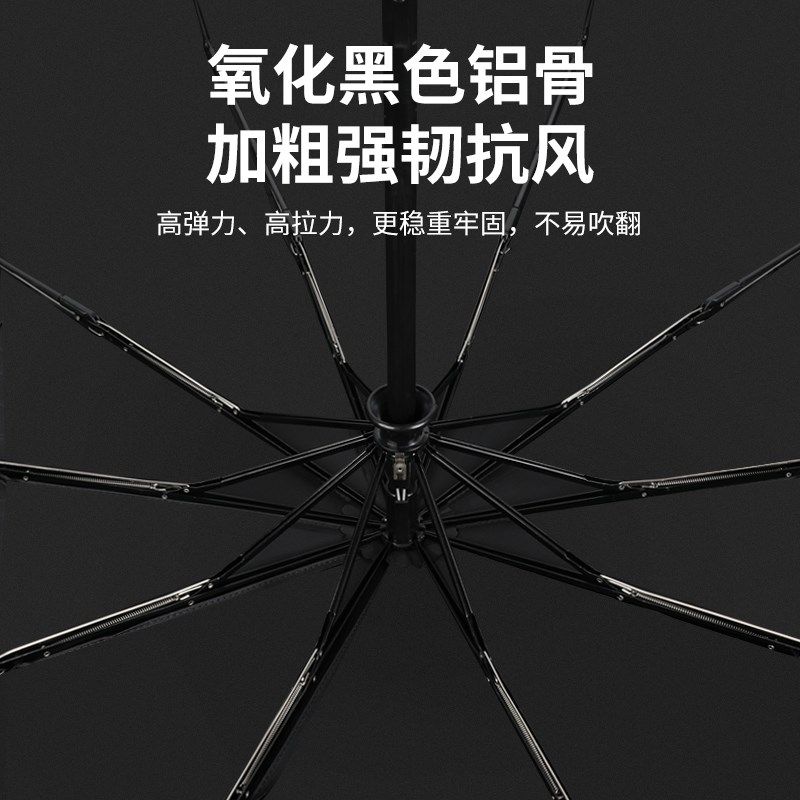 赛维纳全自动雨伞折叠超大三折伞防风男士加固加粗双人黑色户外伞