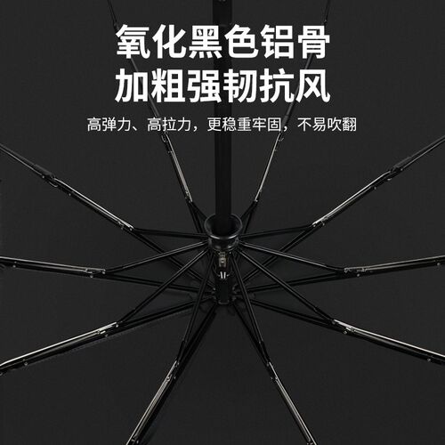 赛维纳全自动雨伞折叠超大三折伞防风男士加固加粗双人黑色户外伞