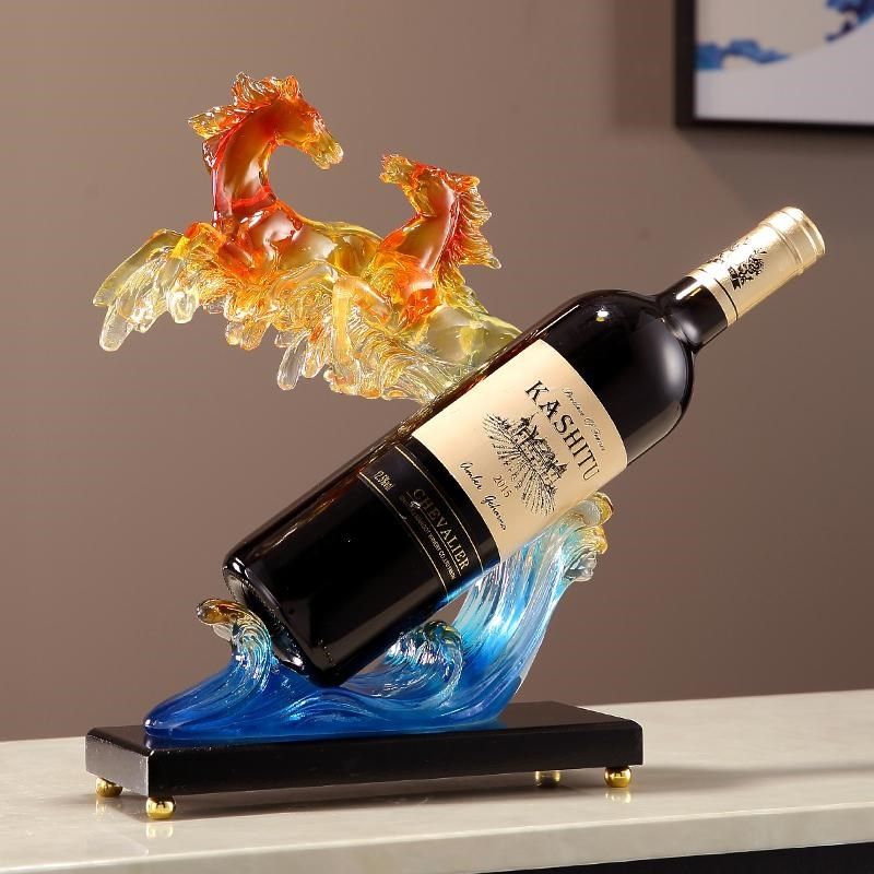 新中式马到功成红酒架子摆件家居客厅酒柜电视柜工艺装饰乔迁礼品