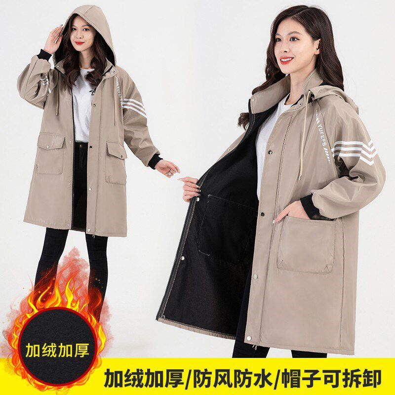 罩衣女上衣工作服加绒加厚长款冬时尚妈妈款成人加棉长袖做菜干活
